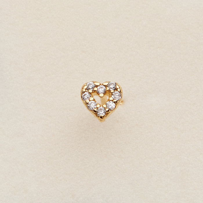 Stainless Steel Pavé Heart CZ Nose Stud | Hypoallergic Jewelry