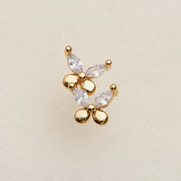 Double Floral Cluster CZ Nose Stud