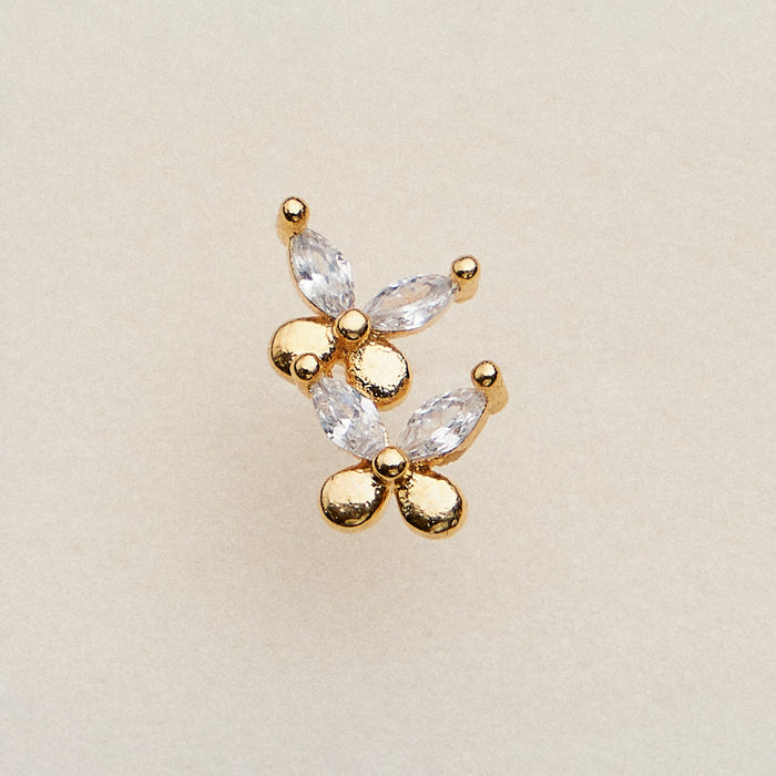 Double Floral Cluster CZ Nose Stud