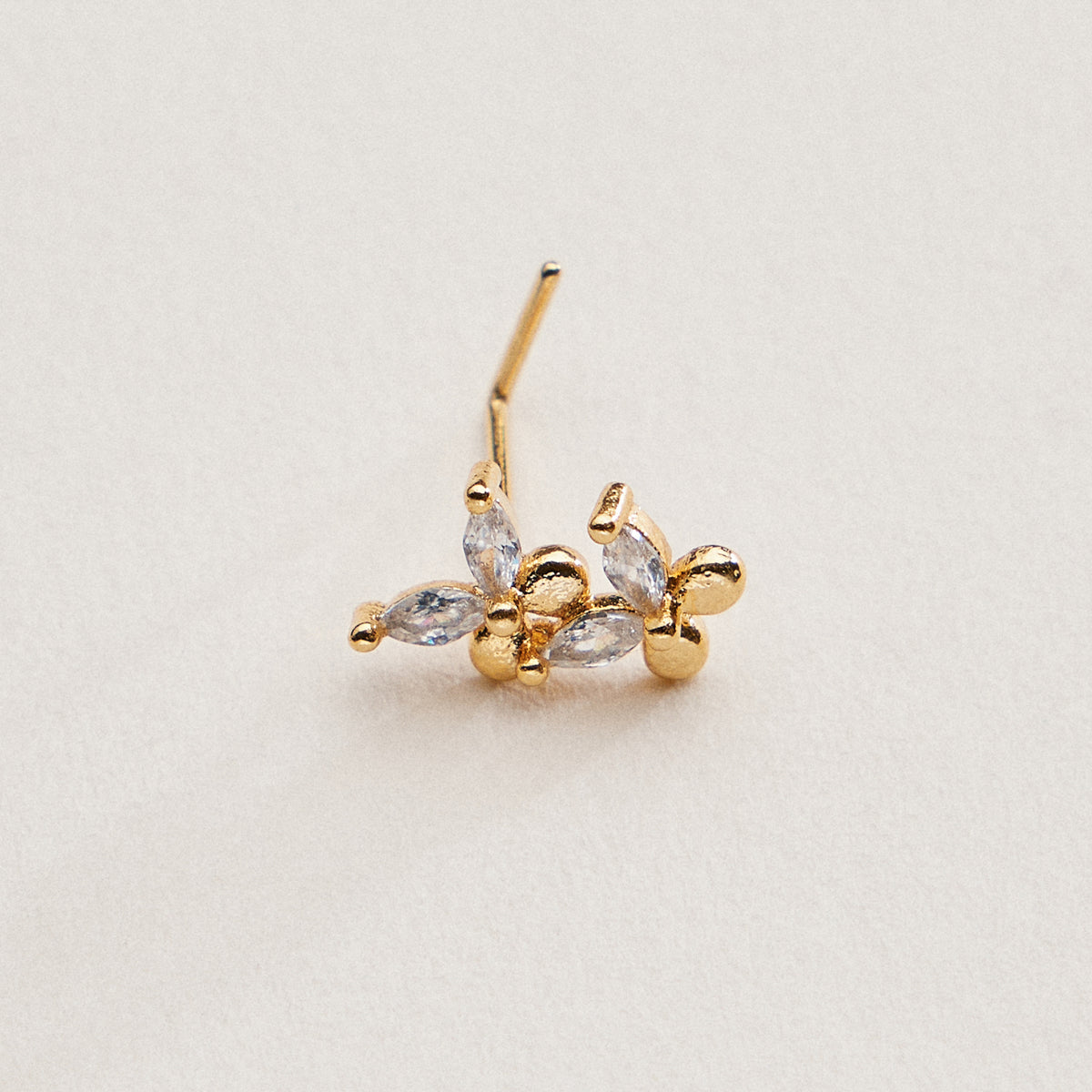 Double Floral Cluster CZ Nose Stud