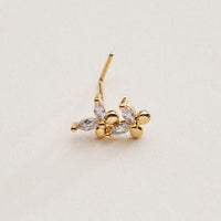 Double Floral Cluster CZ Nose Stud