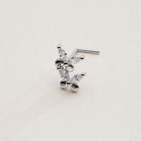 Double Floral Cluster CZ Nose Stud