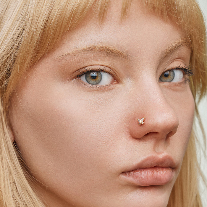 Butterfly CZ Nose Stud