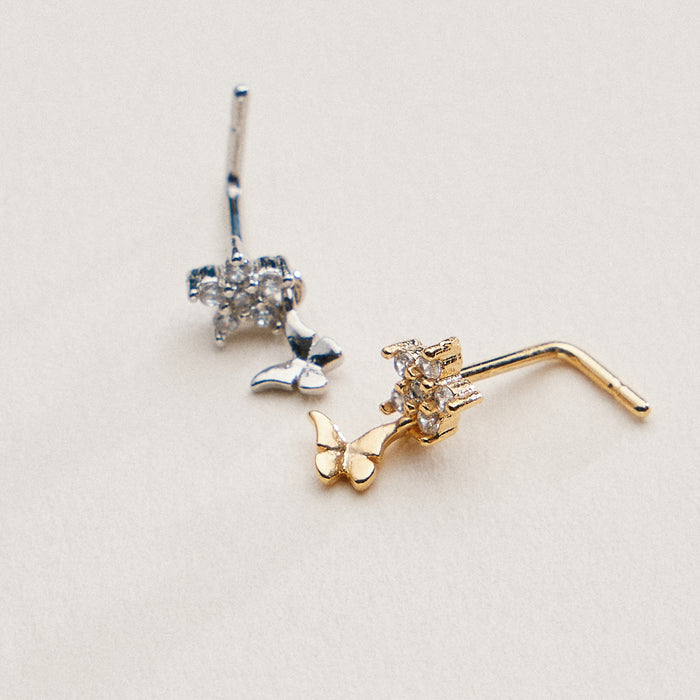 CZ Star Drop Butterfly Nose Stud