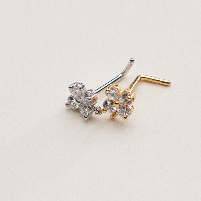 CZ Clover Flower Nose Stud