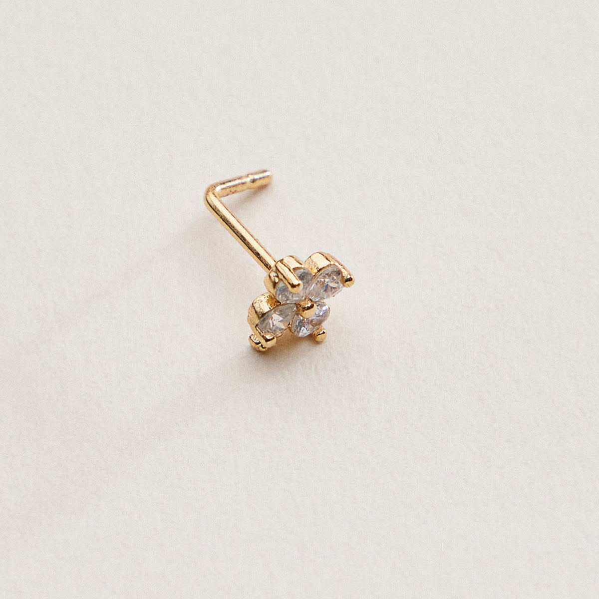 CZ Clover Flower Nose Stud