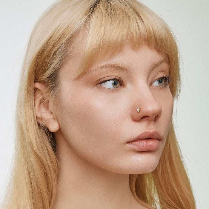 CZ Clover Flower Nose Stud