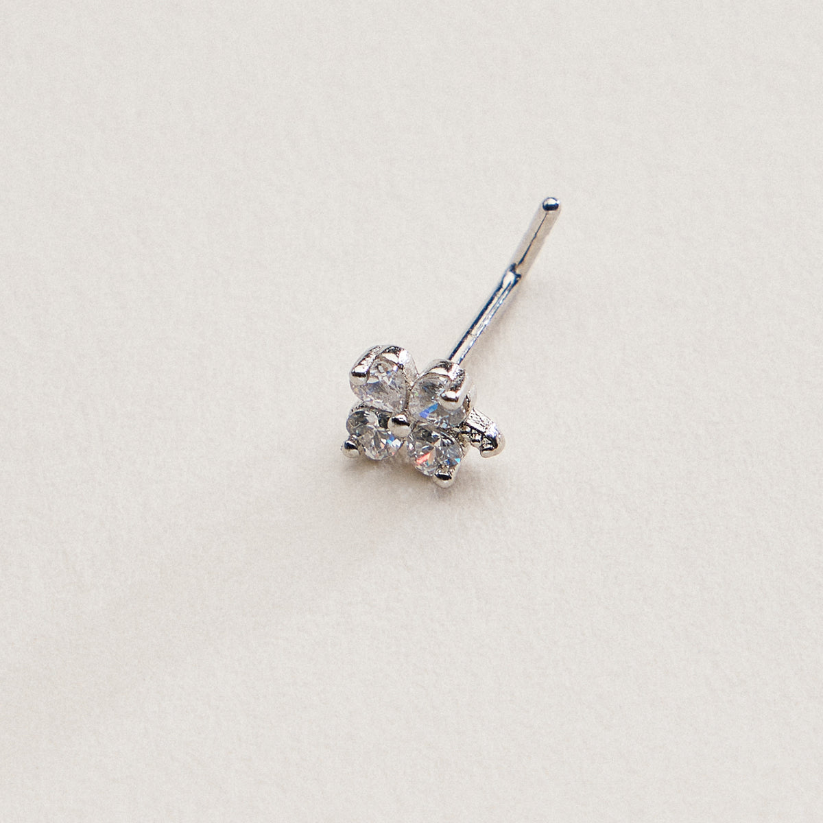 CZ Clover Flower Nose Stud