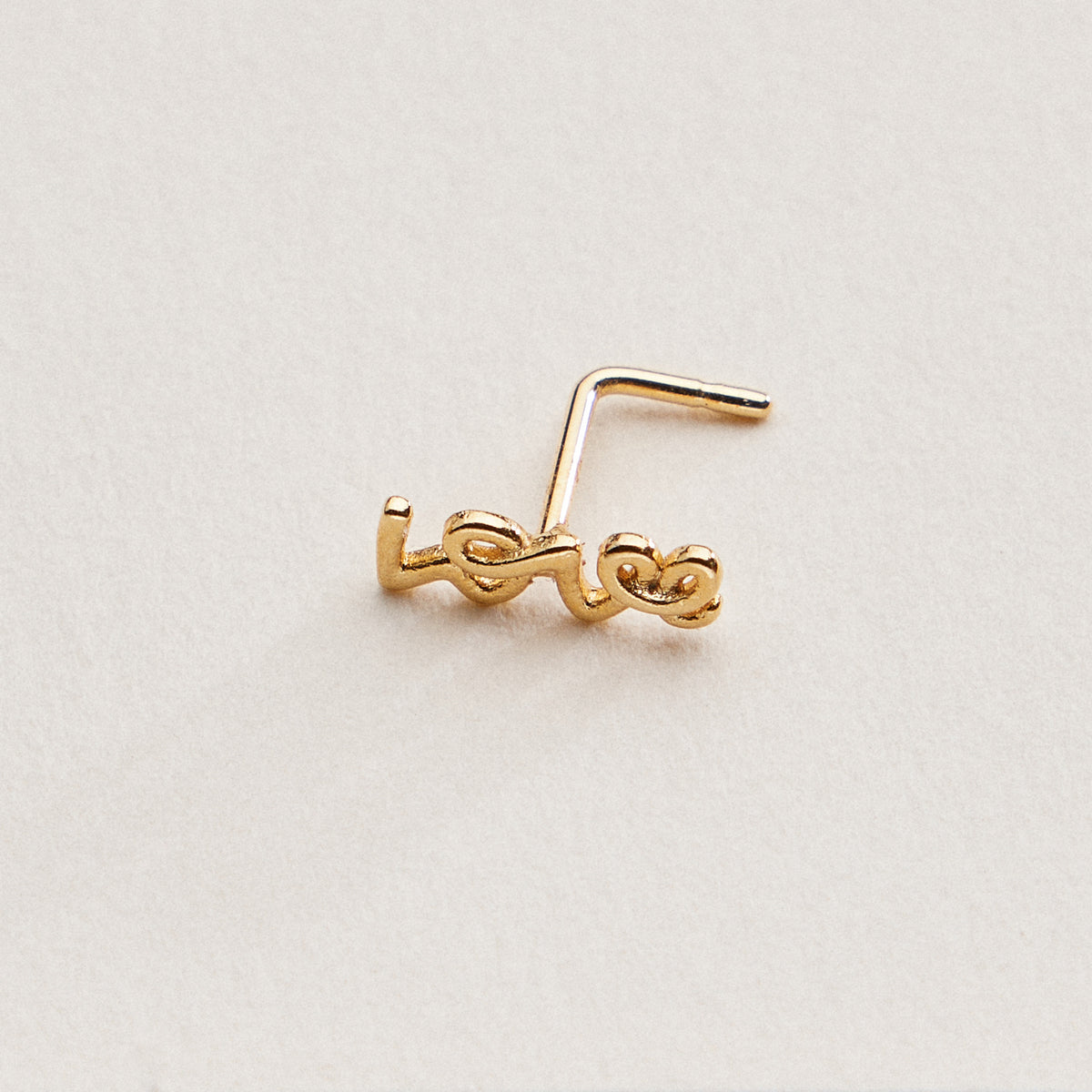 Minimal Script “Love” Nose Stud