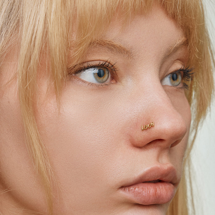 Minimal Script “Love” Nose Stud