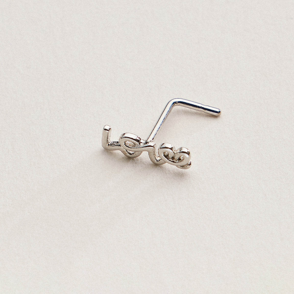 Minimal Script “Love” Nose Stud