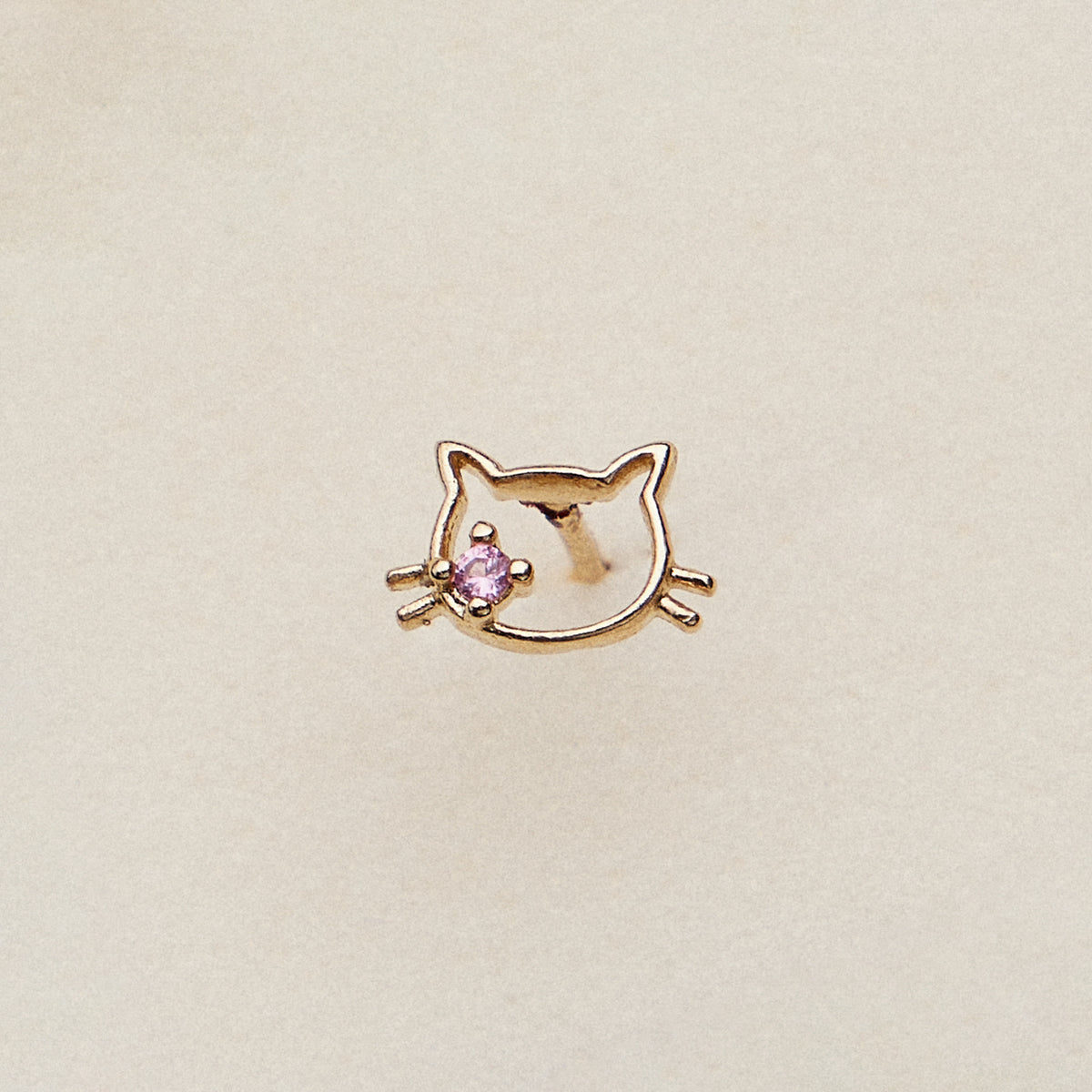 CZ Cat Face Outline Nose Stud