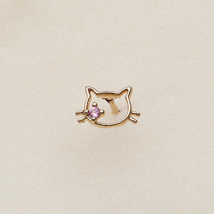 Stainless Steel CZ Cute Cat Face Nose Stud | Hypoallergenic Jewelry