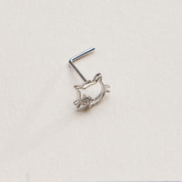 CZ Cat Face Outline Nose Stud