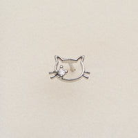 CZ Cat Face Outline Nose Stud
