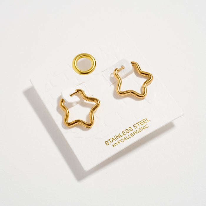 Stainless Steel Star Outline Hoop Earrings – Hypoallergenic & Tarnish Free
