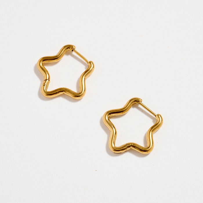 Stainless Steel Star Outline Hoop Earrings – Hypoallergenic & Tarnish Free