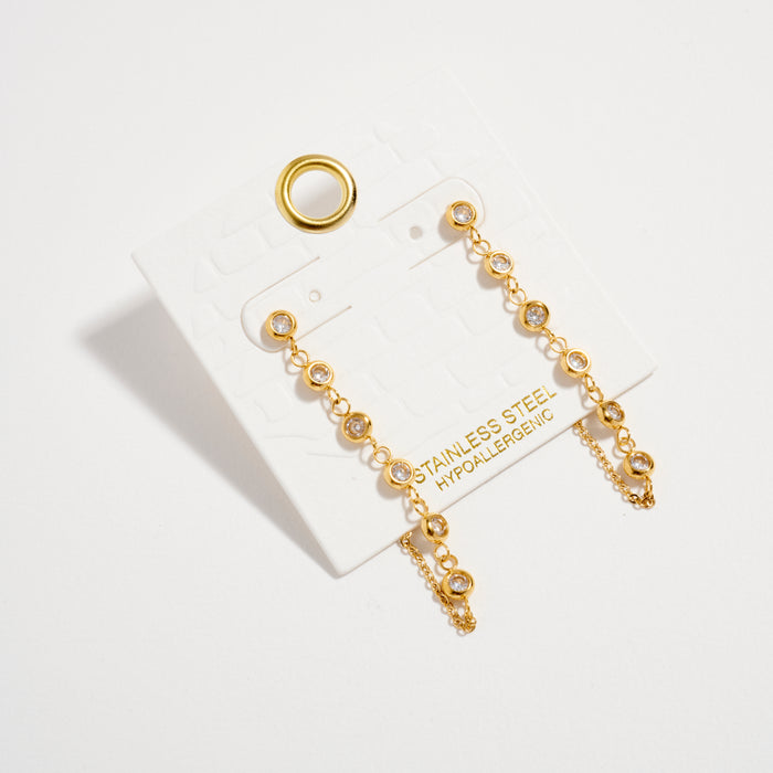 Stainless Steel CZ Chain Drop Earrings – Hypoallergenic & Tarnish Free