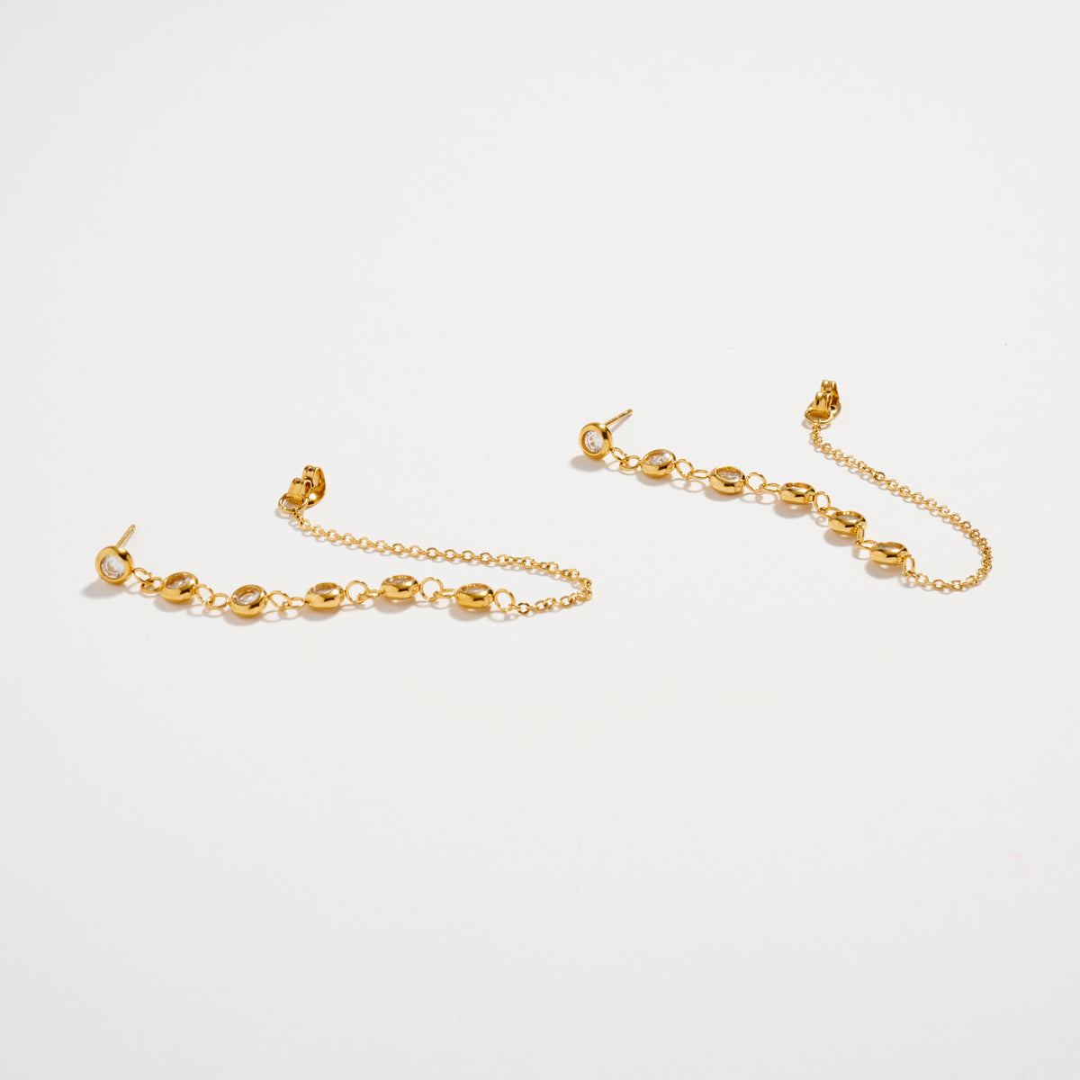 Stainless Steel CZ Chain Drop Earrings – Hypoallergenic & Tarnish Free