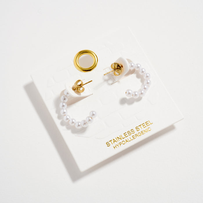 Stainless Steel Pearl Hoop Earrings – Hypoallergenic & Tarnish Free