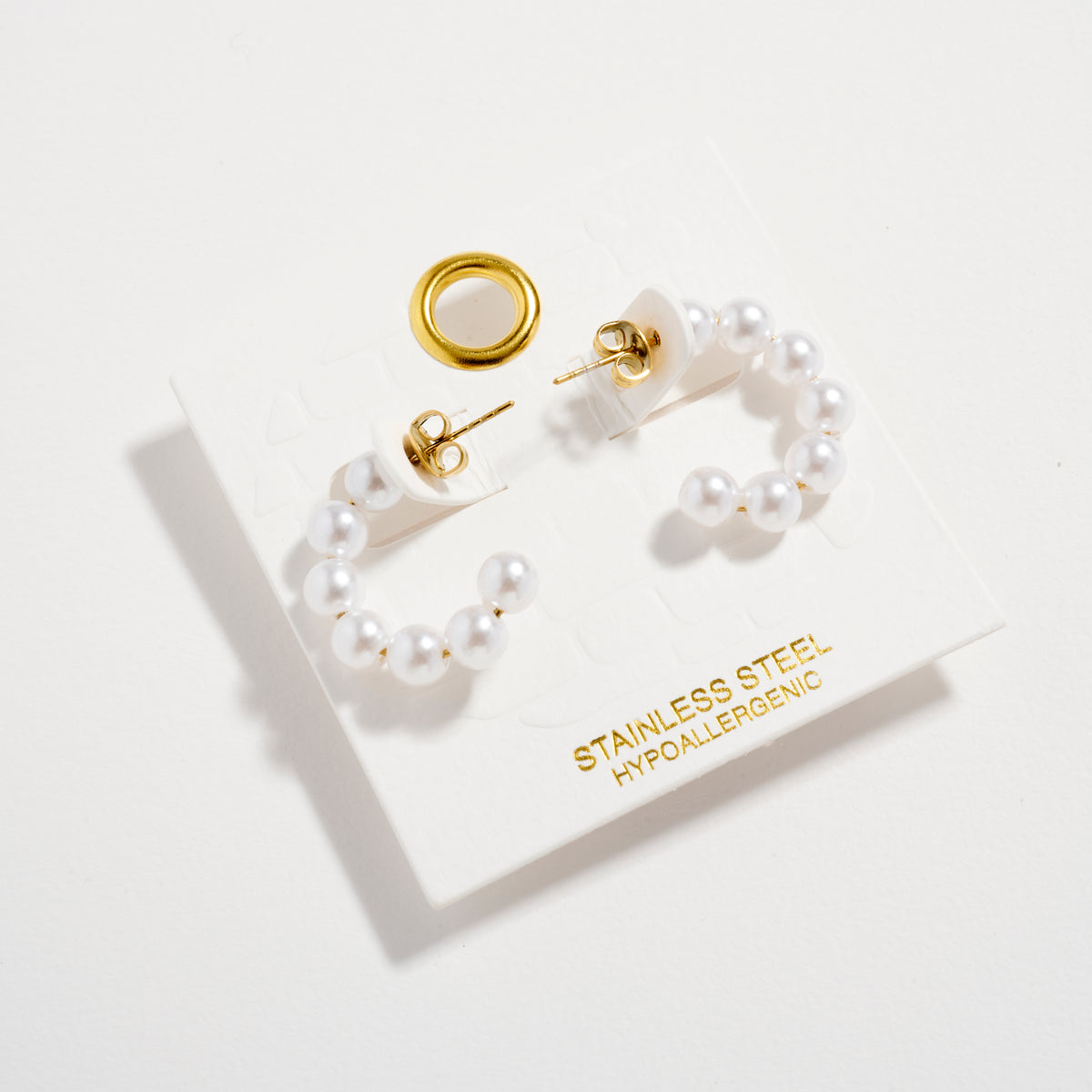 Stainless Steel Pearl Hoop Earrings – Hypoallergenic & Tarnish Free