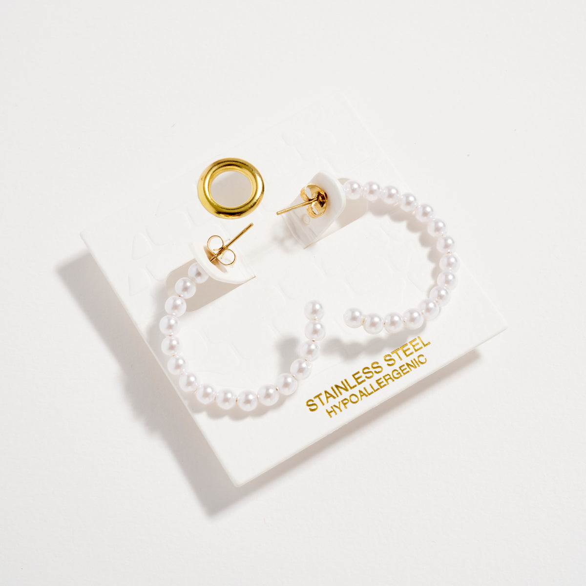 Stainless Steel Pearl Hoop Earrings – Hypoallergenic & Tarnish Free