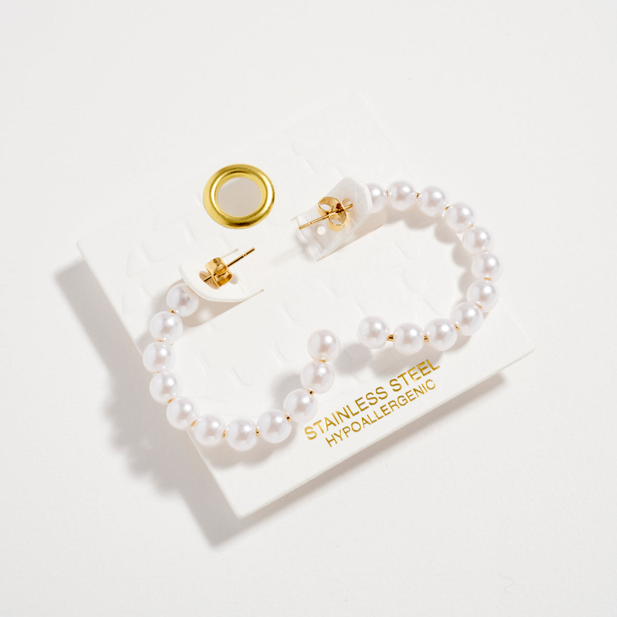 Stainless Steel Pearl Hoop Earrings – Hypoallergenic & Tarnish Free