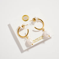 Stainless Steel Pearl Drop Hoop Earrings – Hypoallergenic & Tarnish Free