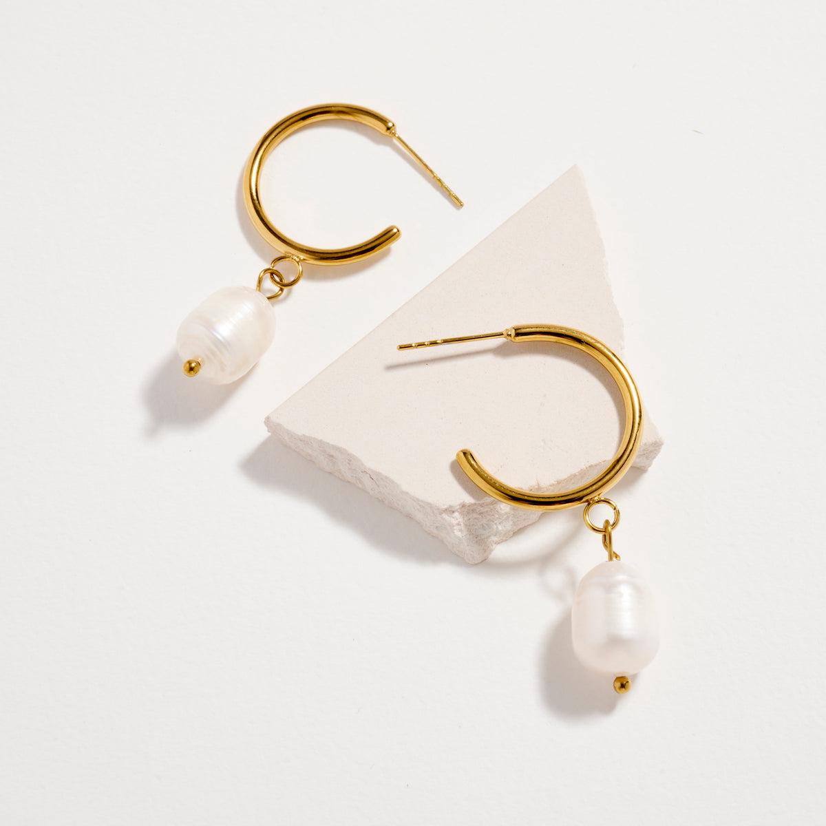 Stainless Steel Pearl Drop Hoop Earrings – Hypoallergenic & Tarnish Free