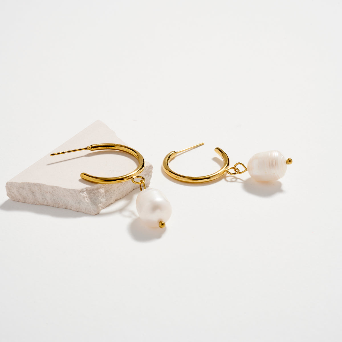 Stainless Steel Pearl Drop Hoop Earrings – Hypoallergenic & Tarnish Free