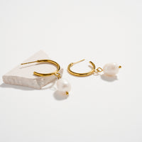 Stainless Steel Pearl Drop Hoop Earrings – Hypoallergenic & Tarnish Free