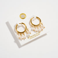 Stainless Steel Pearl Cluster Hoop Earrings – Hypoallergenic & Tarnish Free