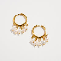 Stainless Steel Pearl Cluster Hoop Earrings – Hypoallergenic & Tarnish Free