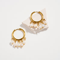 Stainless Steel Pearl Cluster Hoop Earrings – Hypoallergenic & Tarnish Free