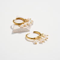 Stainless Steel Pearl Cluster Hoop Earrings – Hypoallergenic & Tarnish Free