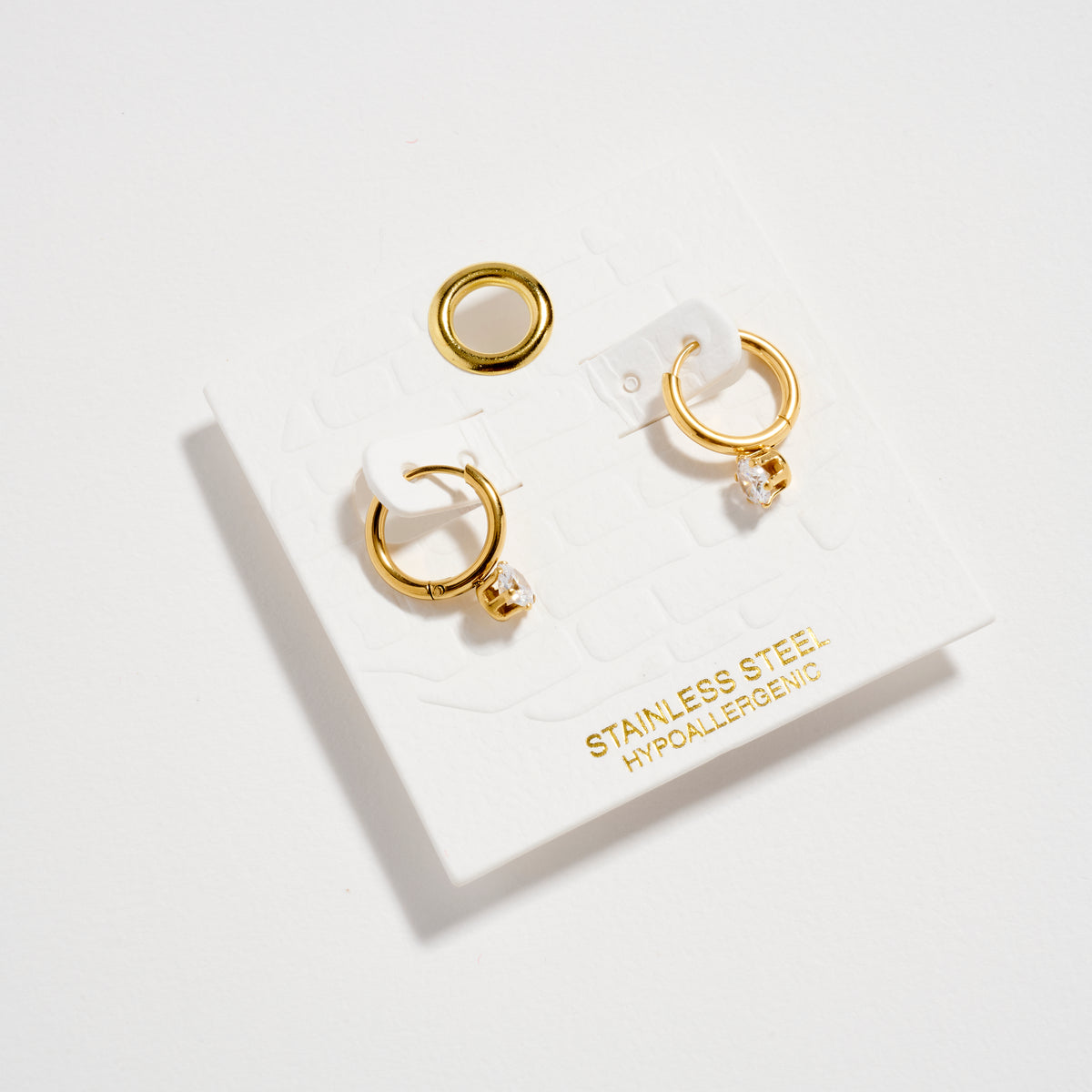 Stainless Steel CZ Drop Hoop Earrings – Hypoallergenic & Tarnish Free