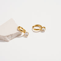 Stainless Steel CZ Drop Hoop Earrings – Hypoallergenic & Tarnish Free