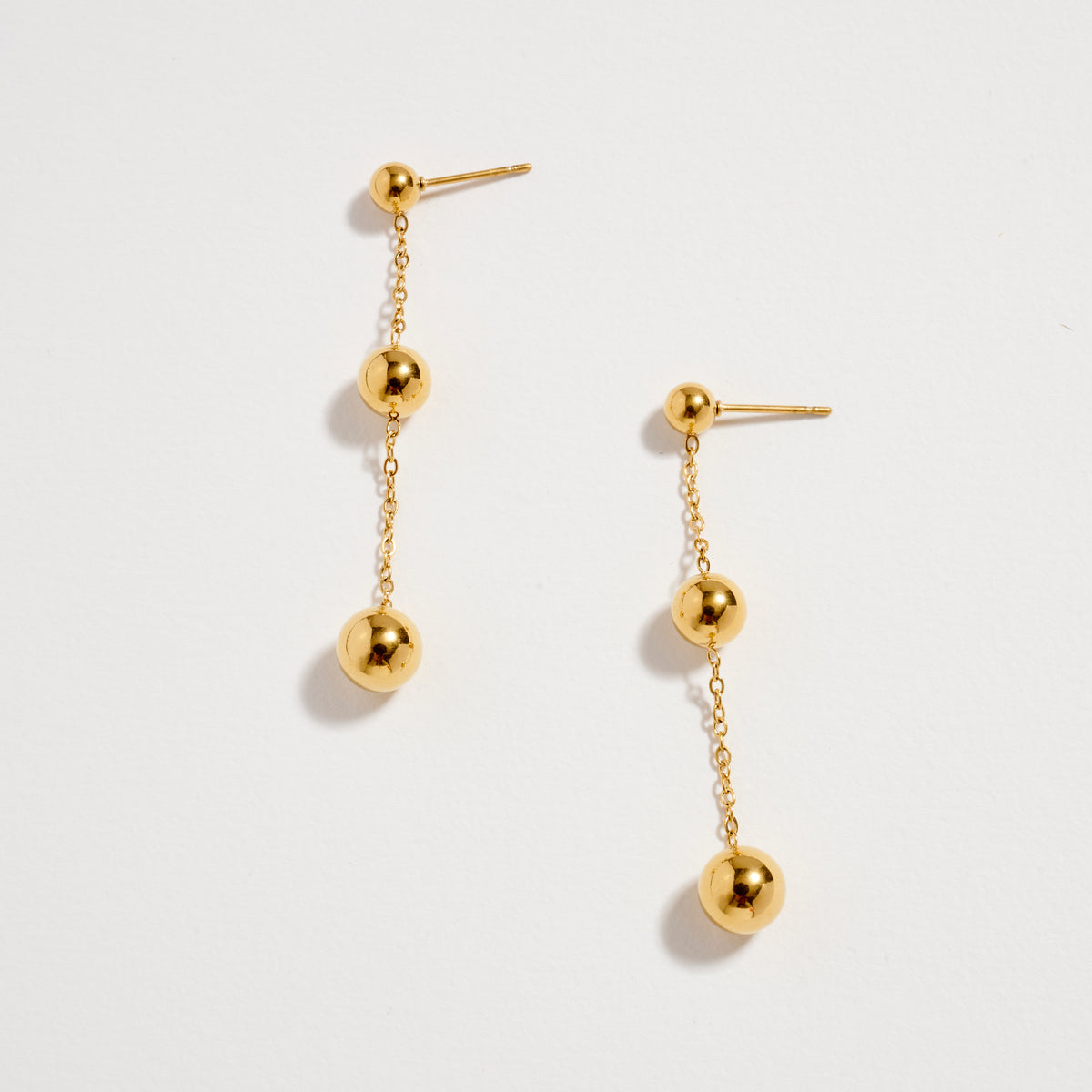 Stainless Steel Triple Ball Drop Earrings – Hypoallergenic & Tarnish Free