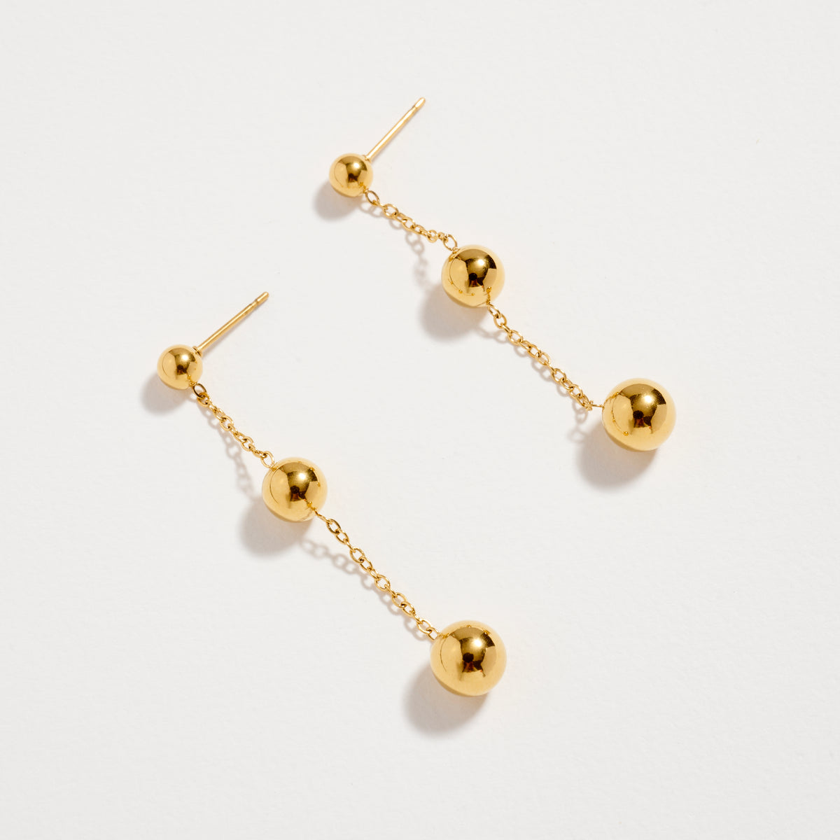 Stainless Steel Triple Ball Drop Earrings – Hypoallergenic & Tarnish Free