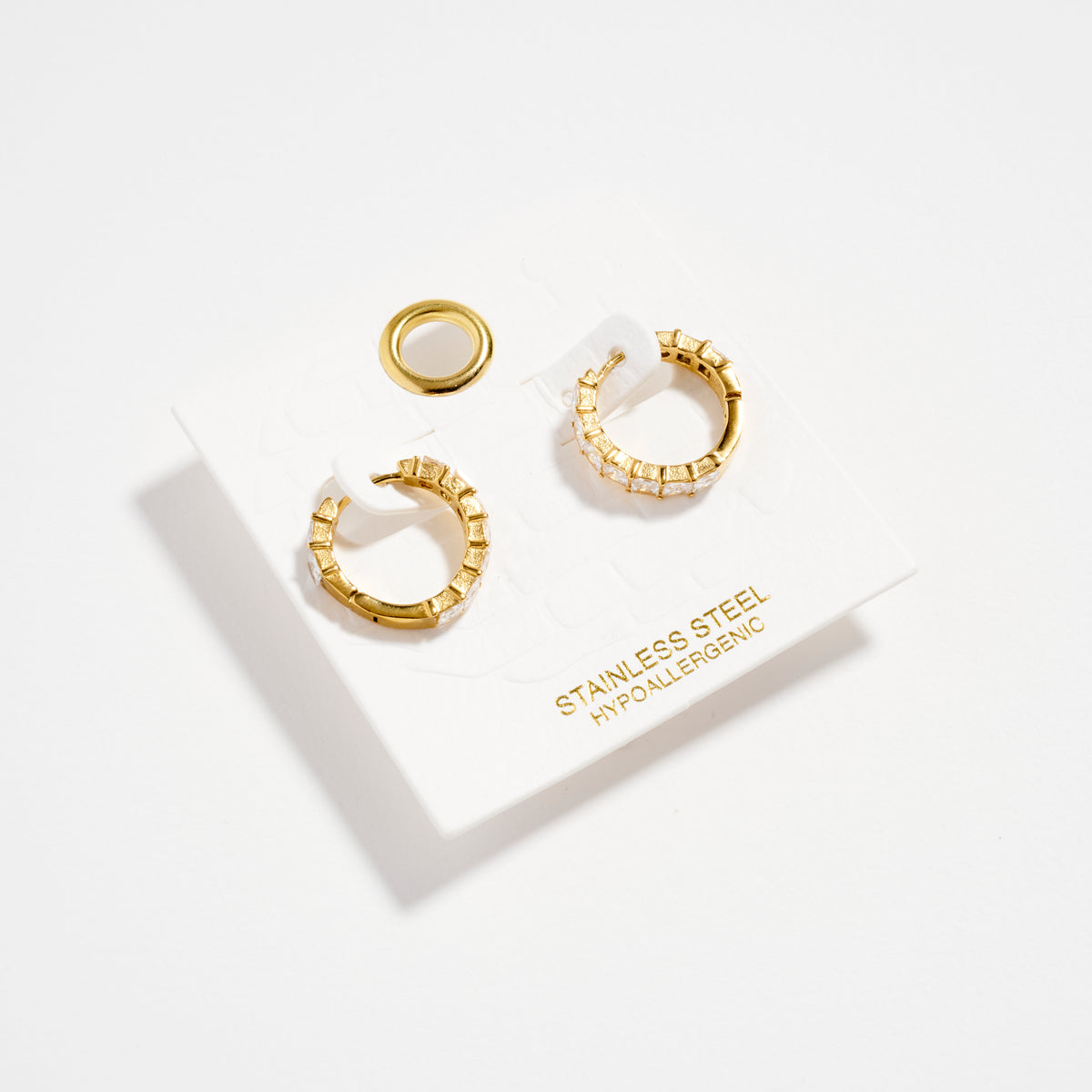 Stainless Steel Square CZ Hoop Earrings – Hypoallergenic & Tarnish Free