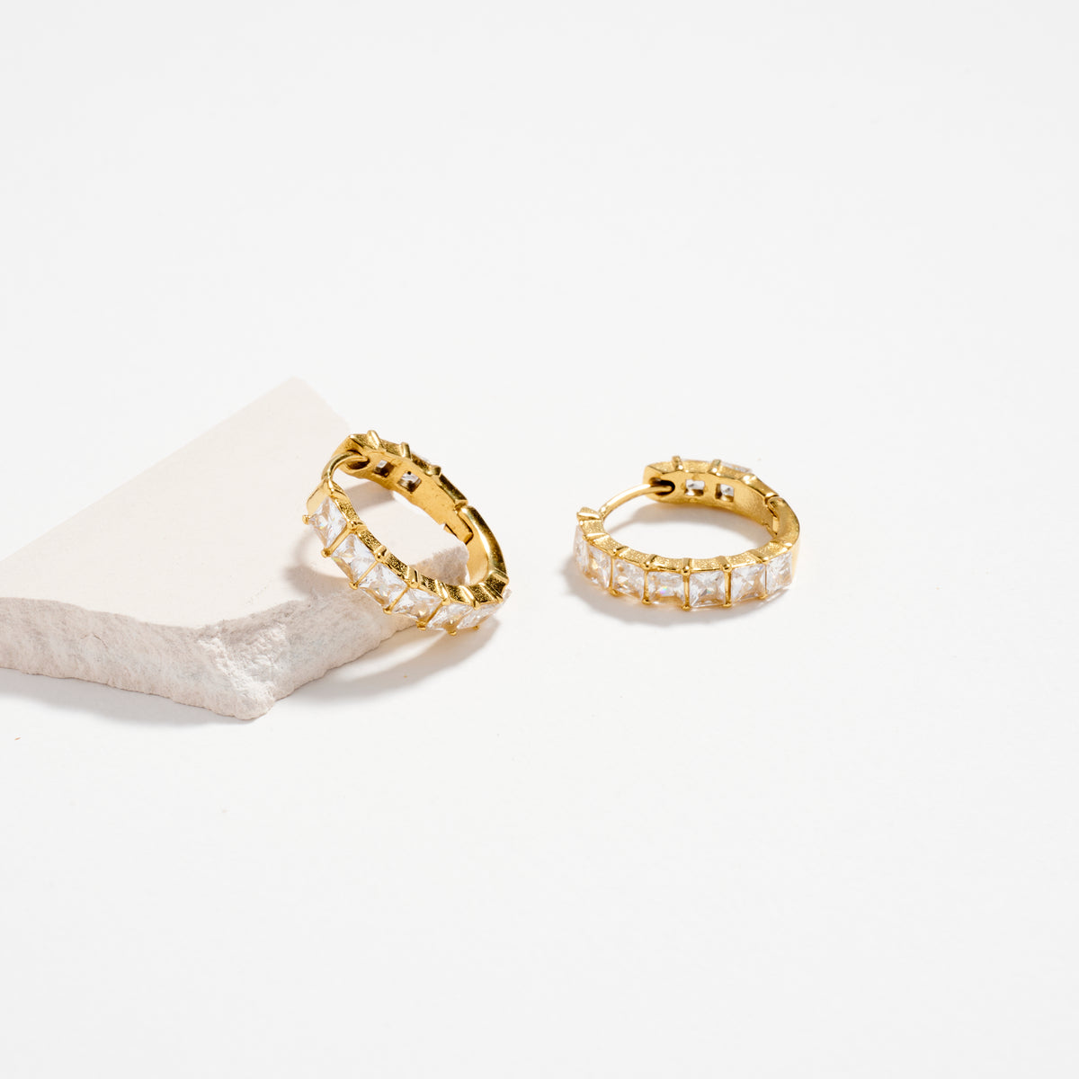 Stainless Steel Square CZ Hoop Earrings – Hypoallergenic & Tarnish Free