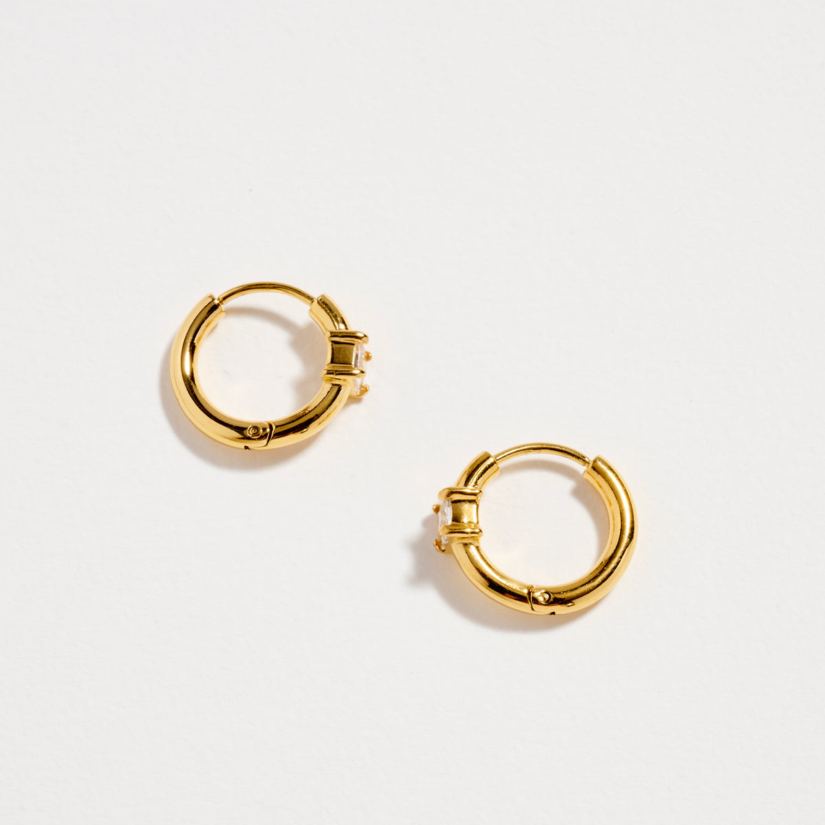 Stainless Steel CZ Stone Hoop Earrings – Hypoallergenic & Tarnish Free (3 Shapes)