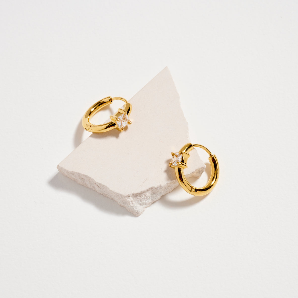 Stainless Steel CZ Stone Hoop Earrings – Hypoallergenic & Tarnish Free (3 Shapes)