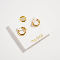 Stainless Steel CZ Stone Hoop Earrings – Hypoallergenic & Tarnish Free (3 Shapes)