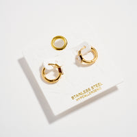 Stainless Steel CZ Stone Hoop Earrings – Hypoallergenic & Tarnish Free (3 Shapes)