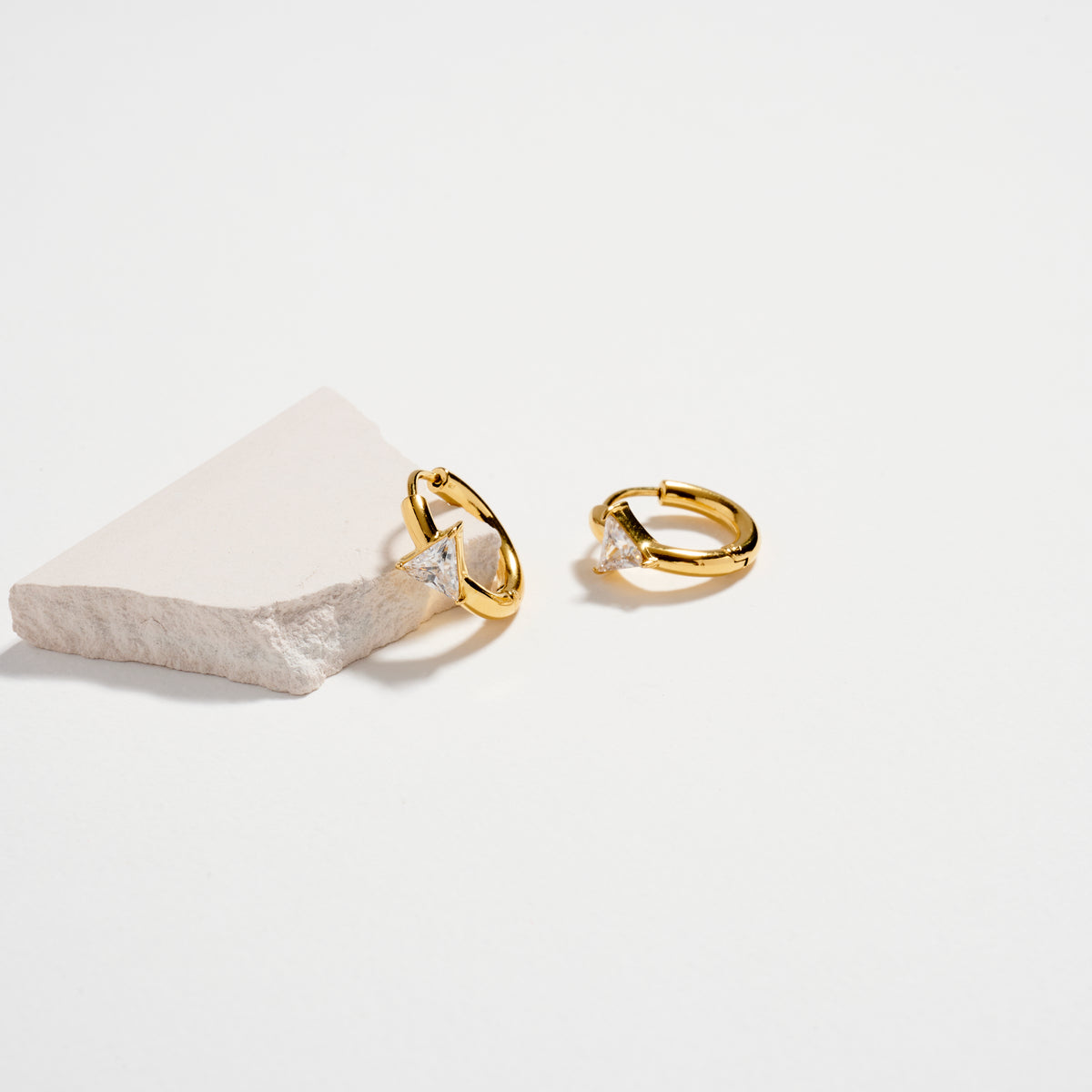 Stainless Steel CZ Stone Hoop Earrings – Hypoallergenic & Tarnish Free (3 Shapes)