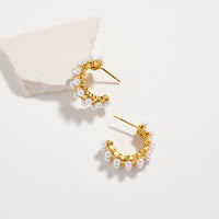 Stainless Steel Pearl Accent Hoop Earrings – Hypoallergenic & Tarnish Free