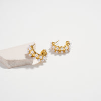 Stainless Steel Pearl Accent Hoop Earrings – Hypoallergenic & Tarnish Free