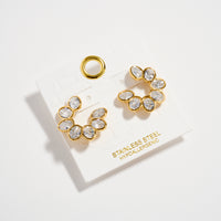 Stainless Steel Marquise CZ Cluster Hoop Earrings – Hypoallergenic & Tarnish Free