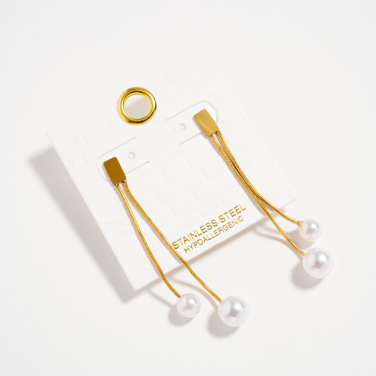 Stainless Steel Pearl Drop Chain Earrings – Hypoallergenic & Tarnish Free